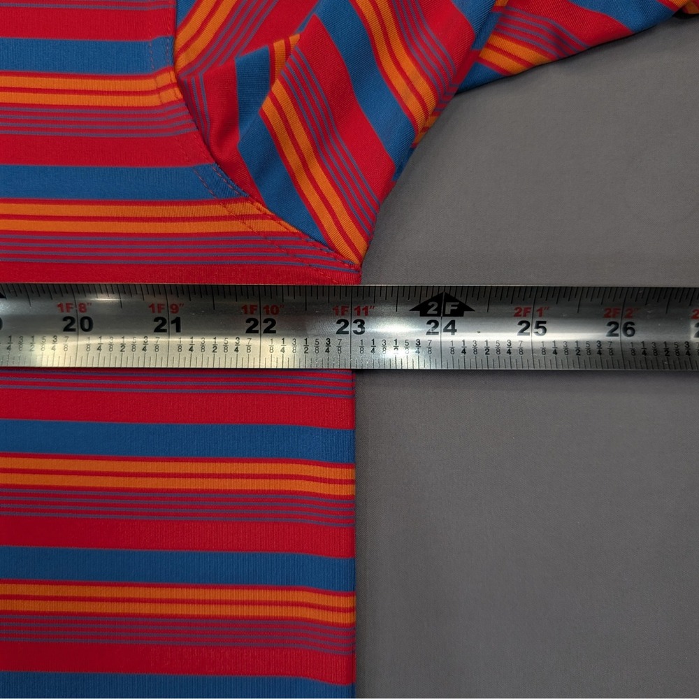 Dunning Golf Striped Performance Polo XL Bright Red Blue Stretch - Picture 8 of 10